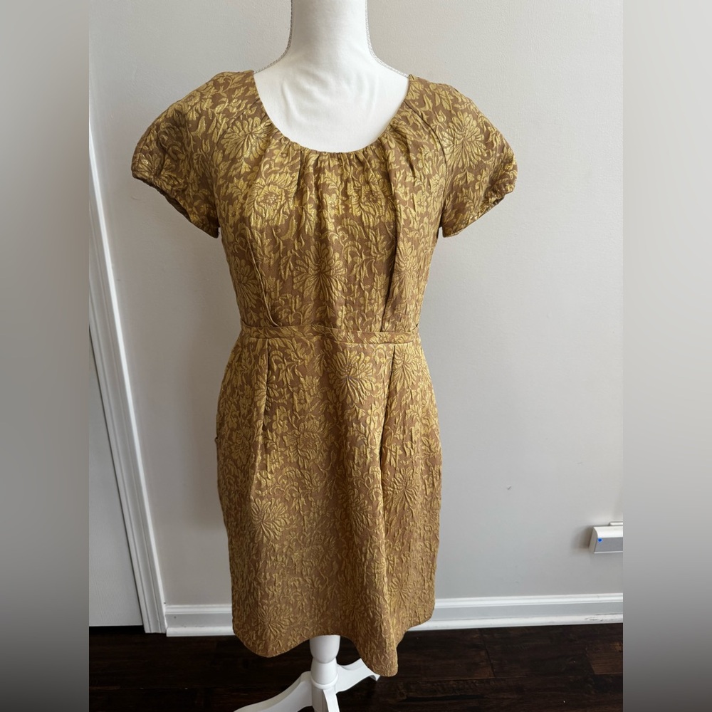 J. Crew Gold Floral Mini Dress